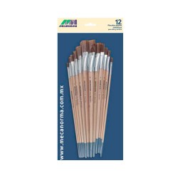 PINCELES PLANOS SINTETICOS 12PZ-MECANORMA-PINCEL