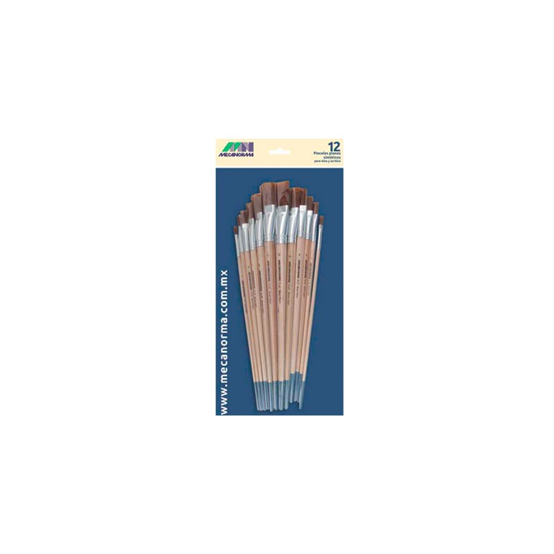 PINCELES PLANOS SINTETICOS 12PZ-MECANORMA-PINCEL