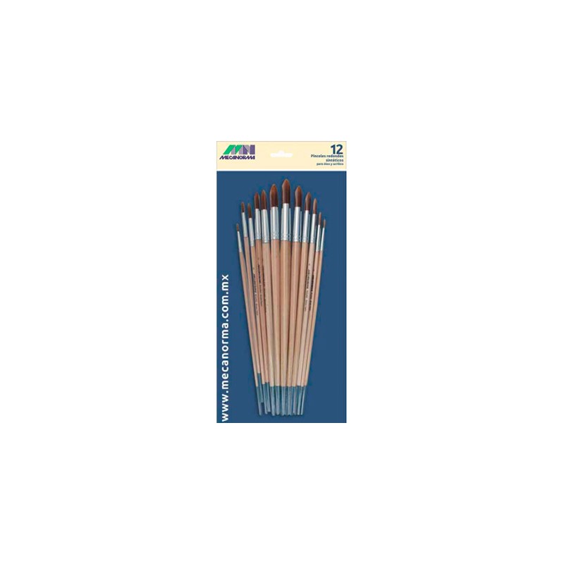 PINCELES REDONDOS SINTETICOS 12PZ-MECANORMA-PINCEL