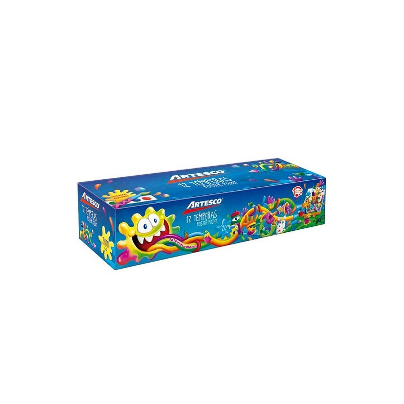 PINTURA TEMPERA 20ML COLORES SURTIDOS 12PZ-ARTESCO-PINTURA TEMPERA