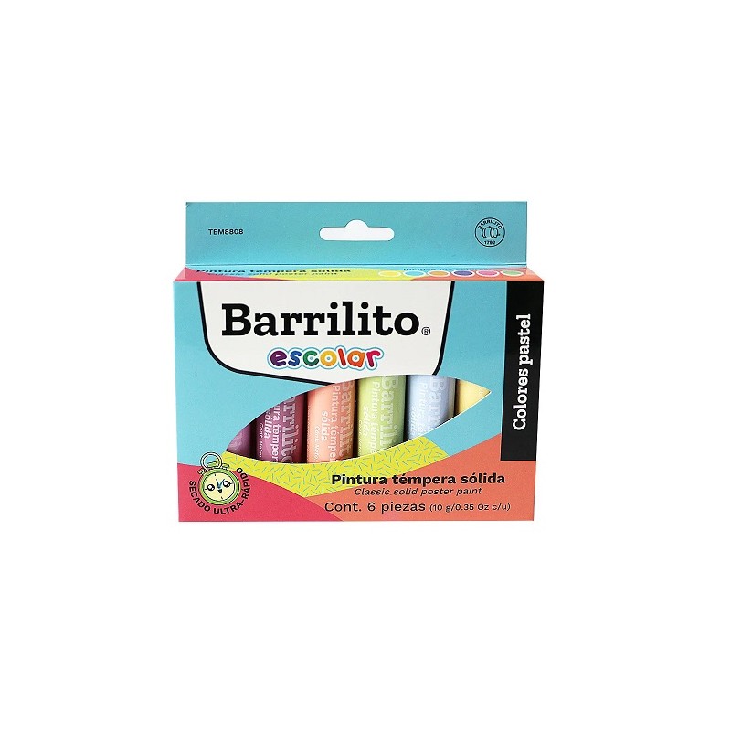 PINTURA TEMPERA SOLIDA PASTEL 6PZ-BARRILITO-PINTURA TEMPERA