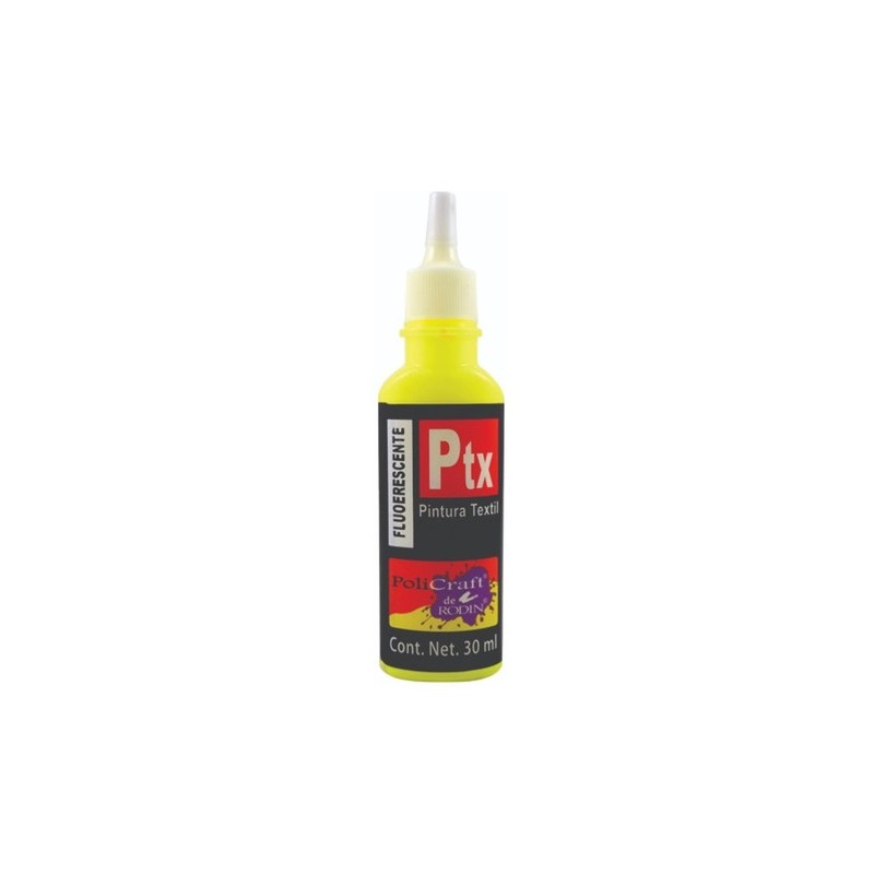 PINTURA TEXTIL FLUORESCENTE 30ML-POLICRAFT-PINTURA ESCOLAR