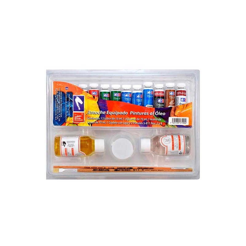 SET PINTURA OLEO ATL C/12 COL M4 C/ACCESORIOS-RODIN-PINTURA AL OLEO