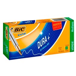 BOLIGRAFO CRISTAL DURA+ PUNTO MEDIANO VERDE 12PZ-BIC-BOLIGRAFO