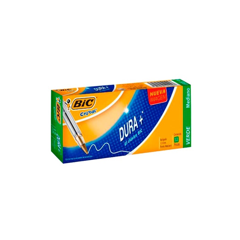 BOLIGRAFO CRISTAL DURA+ PUNTO MEDIANO VERDE 12PZ-BIC-BOLIGRAFO