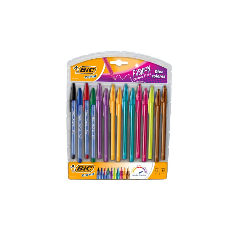 BOLIGRAFO CRISTAL FASHION SURTIDO PUNTO MEDIANO 15 PZ-BIC-BOLIGRAFO