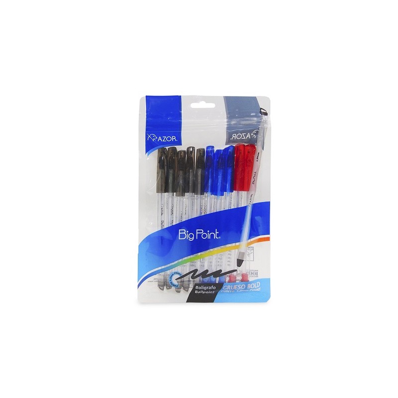 BOLIGRAFO BIG POINT 10 PIEZAS 1.2MM SURTIDO-AZOR-BOLIGRAFO
