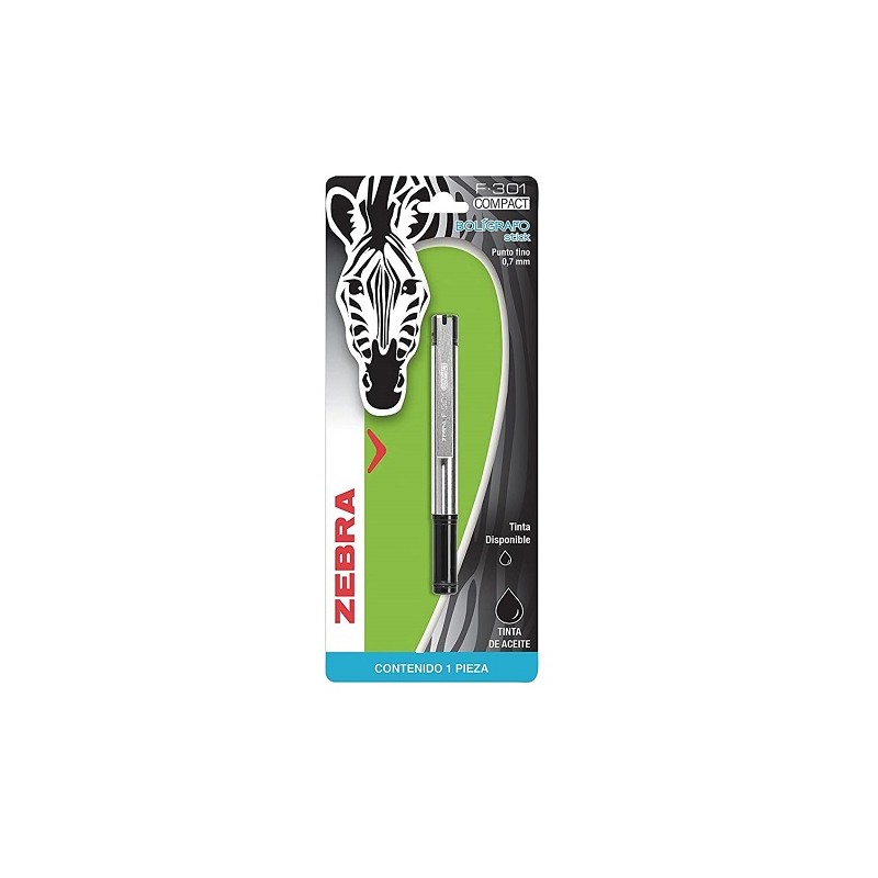 BOLIGRAFO COMPACTO PUNTO FINO F-301 NEGRO-ZEBRA-BOLIGRAFO