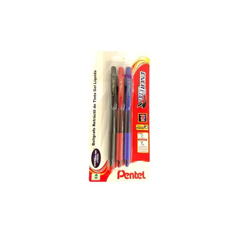 BOLIGRAFO ENERGELX 0.7MM SURT 3PZ-PENTEL-BOLIGRAFO