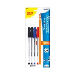 BOLIGRAFO KILOMETRICO 100 PUNTO MEDIANO 4PZ+LAPIZ-PAPER MATE-BOLIGRAFO