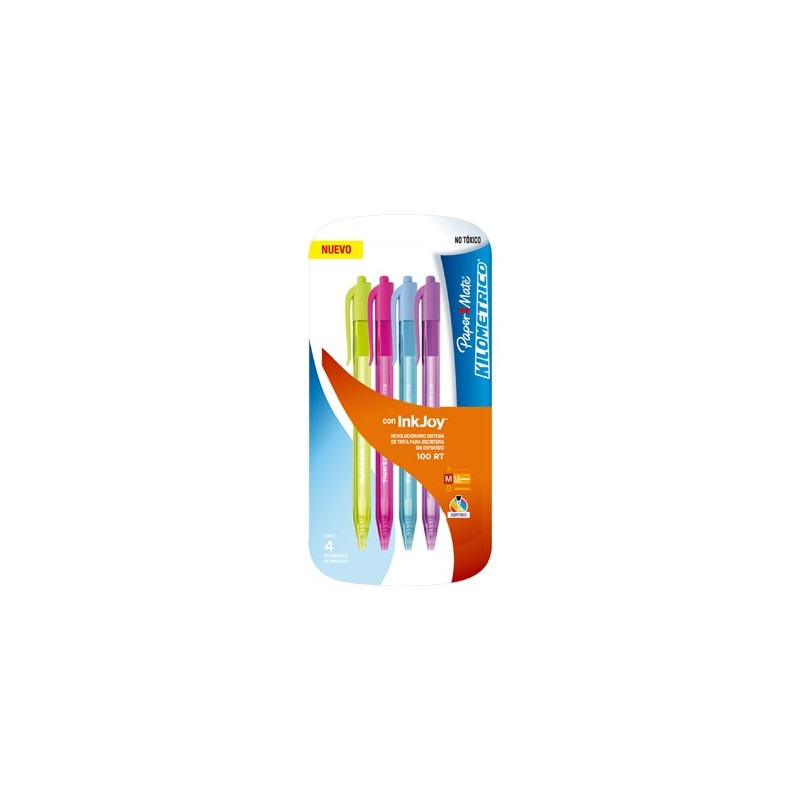 BOLIGRAFO KILOMETRICO 100RT FASHION P/MEDIANO SURT 4PZ-PAPER MATE-BOLIGRAFO