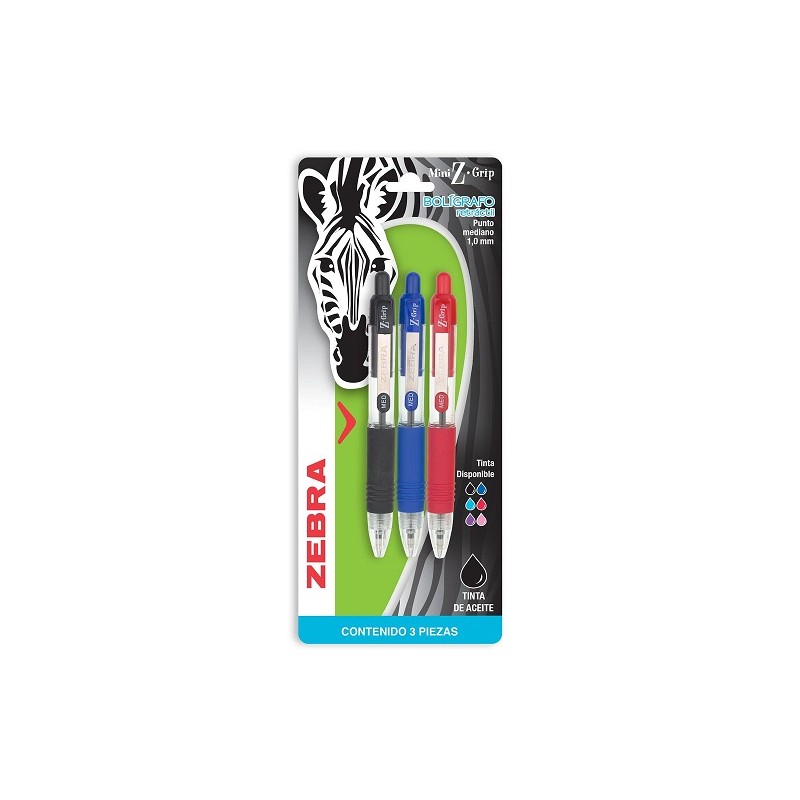 BOLIGRAFO Z-GRIP MINI PUNTO MEDIANO 3PZ-ZEBRA-BOLIGRAFO
