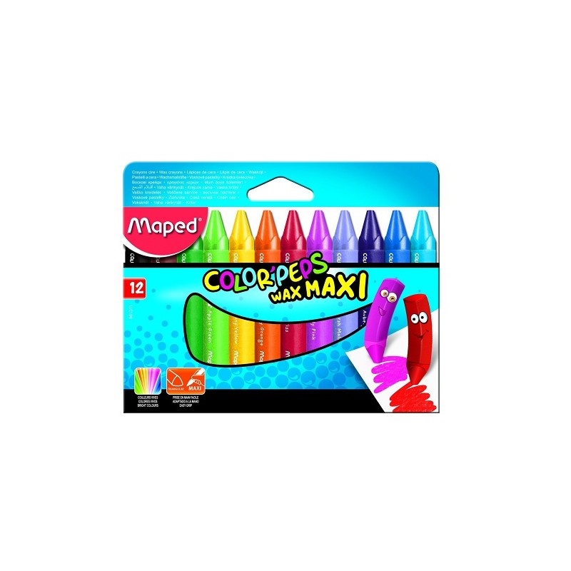 CRAYON CERA COLOR PEPS WAX MAXI 12PZ-MAPED-CRAYONES