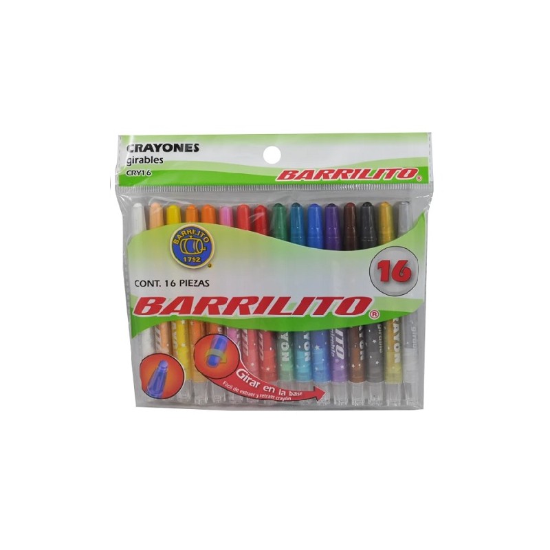 CRAYON CERA GIRABLE 16PZ-BARRILITO-CRAYONES