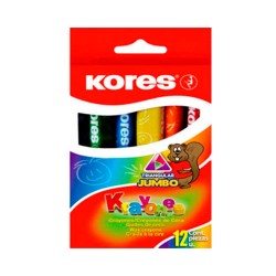 CRAYON CERA JUMBO TRIANGULAR 12PZ-KORES-CRAYONES