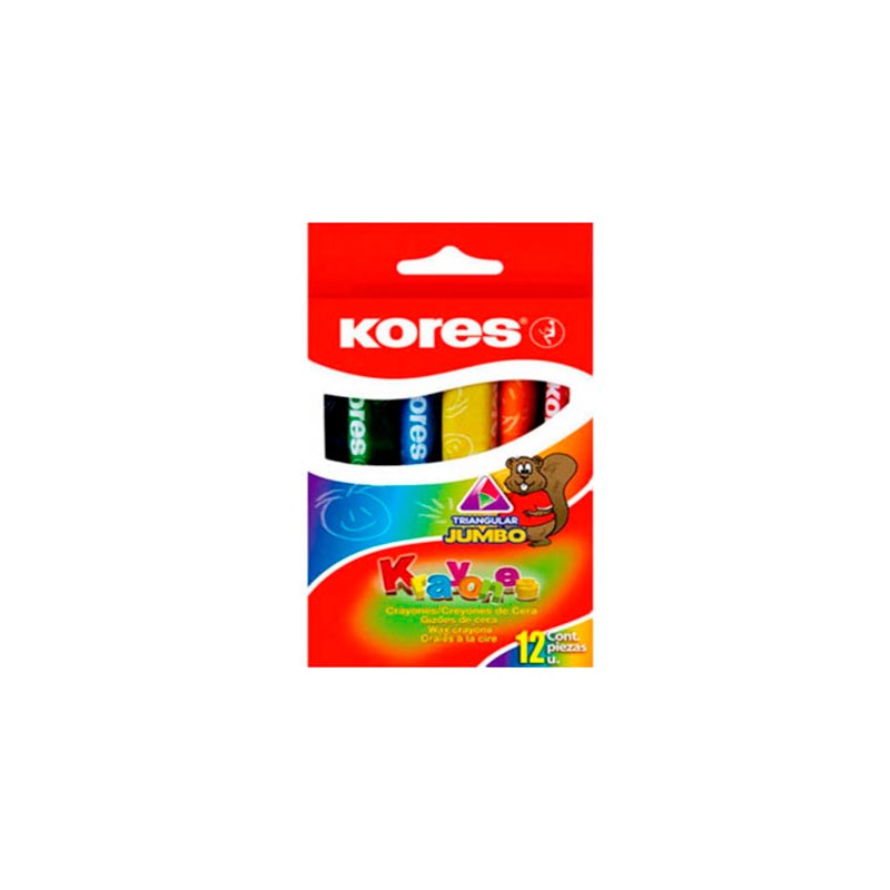 CRAYON CERA JUMBO TRIANGULAR 12PZ-KORES-CRAYONES