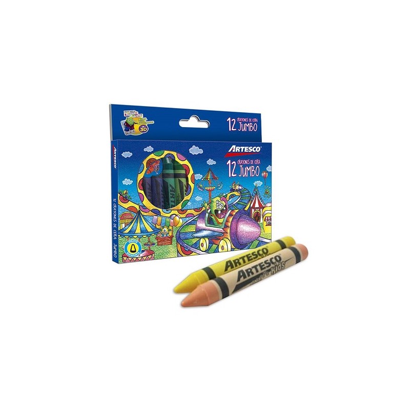 CRAYONES DE CERA REDONDOS DELGADOS 12PZ-ARTESCO-CRAYONES