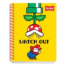 CUADERNO PROFESIONAL PASTA SEMI RIGIDA CON STICKERS Y SEPARADOR   MARIO BROS RAYA 100H-SCRIBE-BLOCK O CUADERNOS