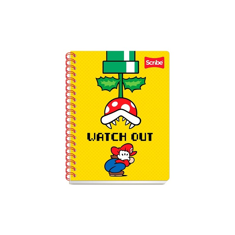 CUADERNO PROFESIONAL PASTA SEMI RIGIDA CON STICKERS Y SEPARADOR   MARIO BROS RAYA 100H-SCRIBE-BLOCK O CUADERNOS