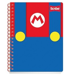 CUADERNO PROFESIONAL PASTA SEMI RIGIDA CON STICKERS Y SEPARADOR  MARIO BROS C7 100H-SCRIBE-BLOCK O CUADERNOS