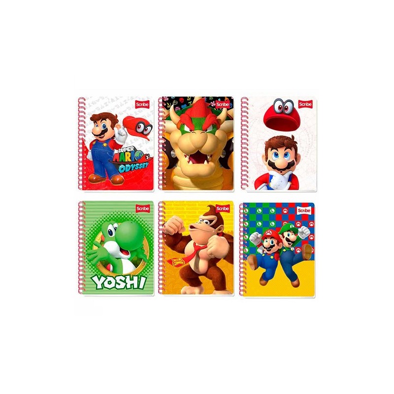 CUADERNO PROFESIONAL PASTA SEMI RIGIDA MARIO BROS CUADRO GRANDE 100H-SCRIBE-BLOCK O CUADERNOS