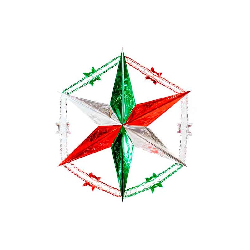 ESTRELLA CON CADENA TRICOLOR MEDIANA-ARTEMEX-ADORNO