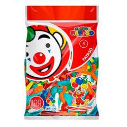 GLOBO  REDONDO NO.3 SURTIDO 100PZ-PAYASO-GLOBO
