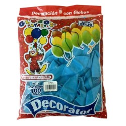 GLOBO DECORATOR #12 AZUL CIELO 100PZ-PAYASO-GLOBO