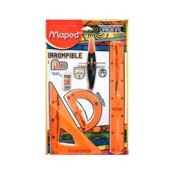JUEGO DE GEOMETRIA FLUORES IRROMPIBLE-MAPED-JUEGO DE GEOMETRIA