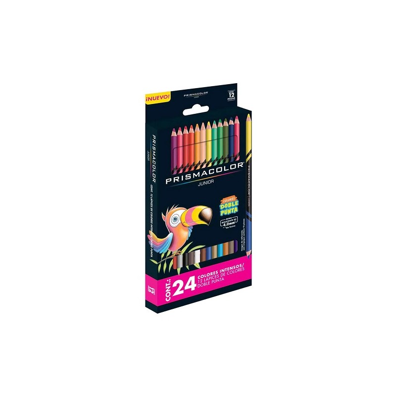 LAPICES DE COLORES PRISMACOLOR JR DOBLE PUNTA 12 PIEZAS/24 COLORES-PRISMACOLOR-LAPIZ D/COLOR ESCO.
