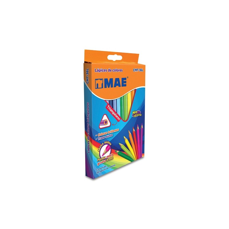 LAPIZ  DE COLOR TRIANGULAR 36 PZ-MAE-LAPIZ D/COLOR ESCO.