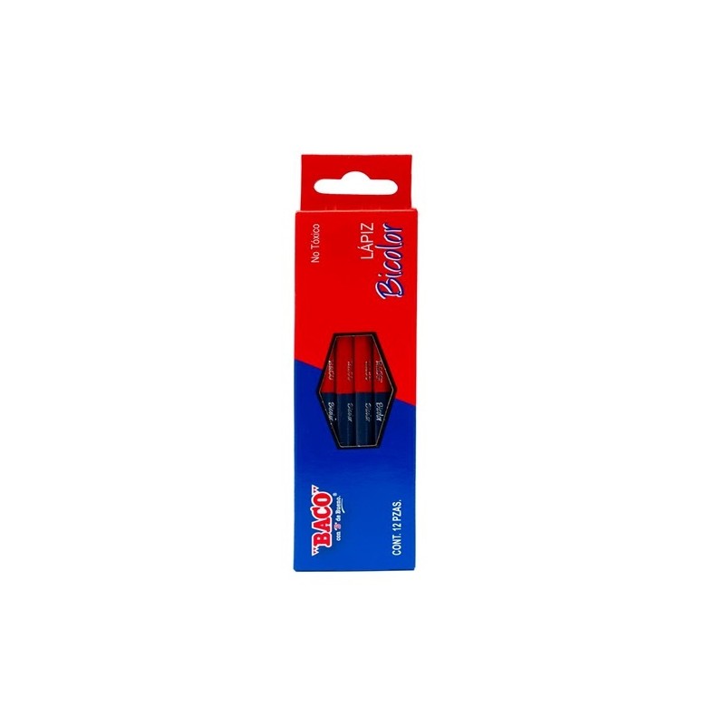LAPIZ BICOLOR BACO 12PZ-BACO-LAPIZ D/COLOR ESCO.