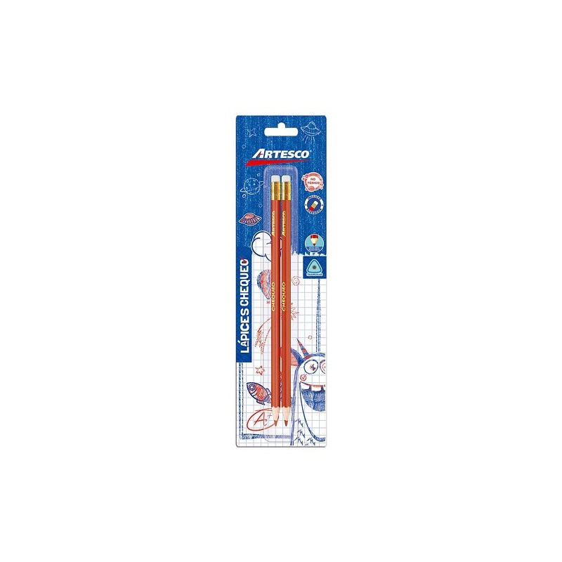 LAPIZ CHECADOR TRIANGULAR 2PZ-ARTESCO-LAPIZ D/COLOR ESCO.