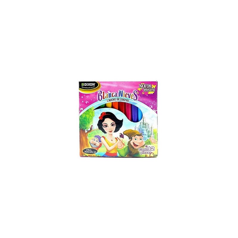 LAPIZ DE COLOR BLANCA NIEVES CORTO 12PZ-DIXON-LAPIZ D/COLOR ESCO.