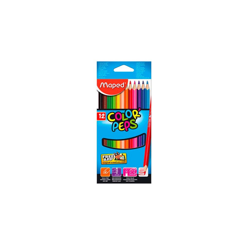 LAPIZ DE COLOR COLOR PEPS 12PZ-MAPED-LAPIZ D/COLOR ESCO.
