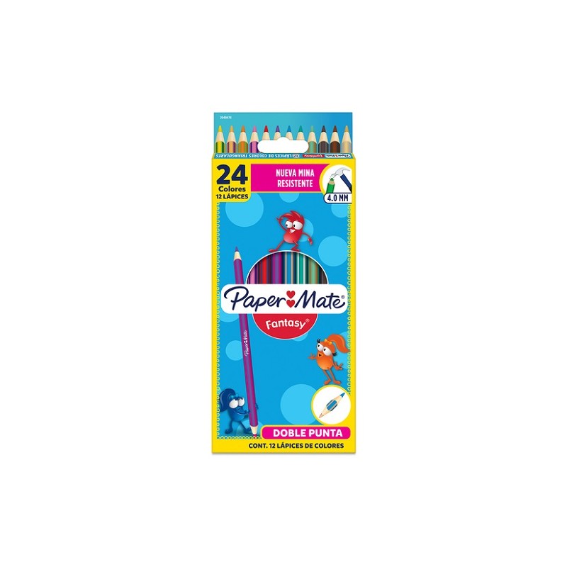 LAPIZ DE COLOR FANTASY DOBLE PUNTA 12PZ-PAPER MATE-LAPIZ D/COLOR ESCO.