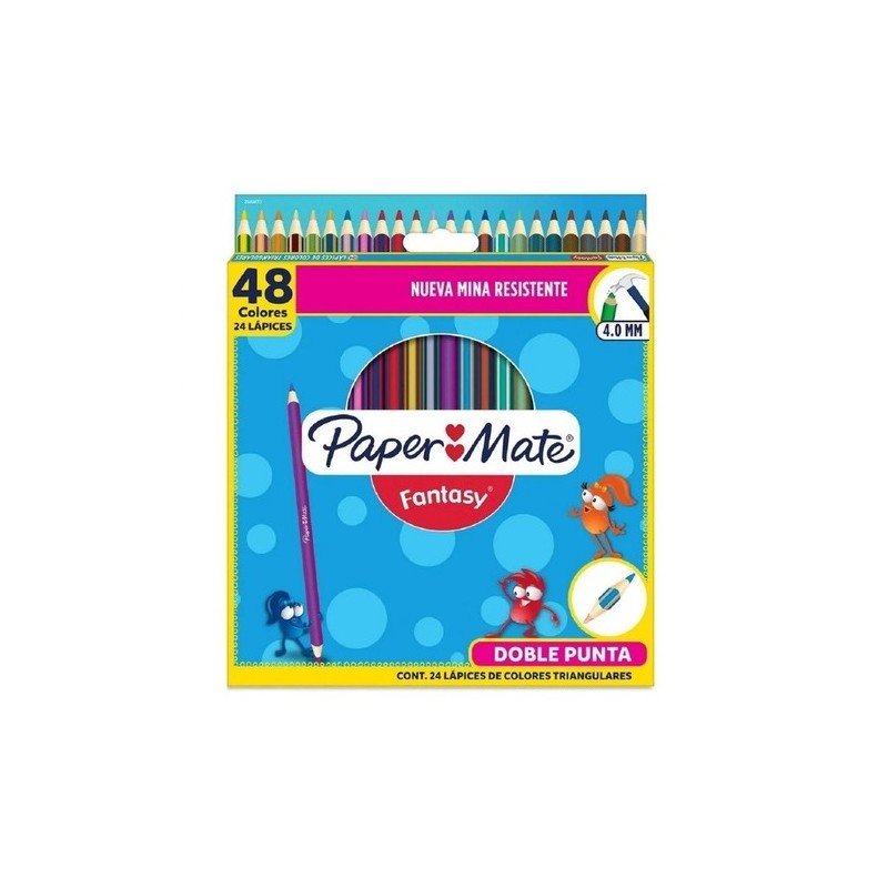 LAPIZ DE COLOR FANTASY TRIANGULAR DOBLE PUNTA 24PZ-PAPER MATE-LAPIZ D/COLOR ESCO.