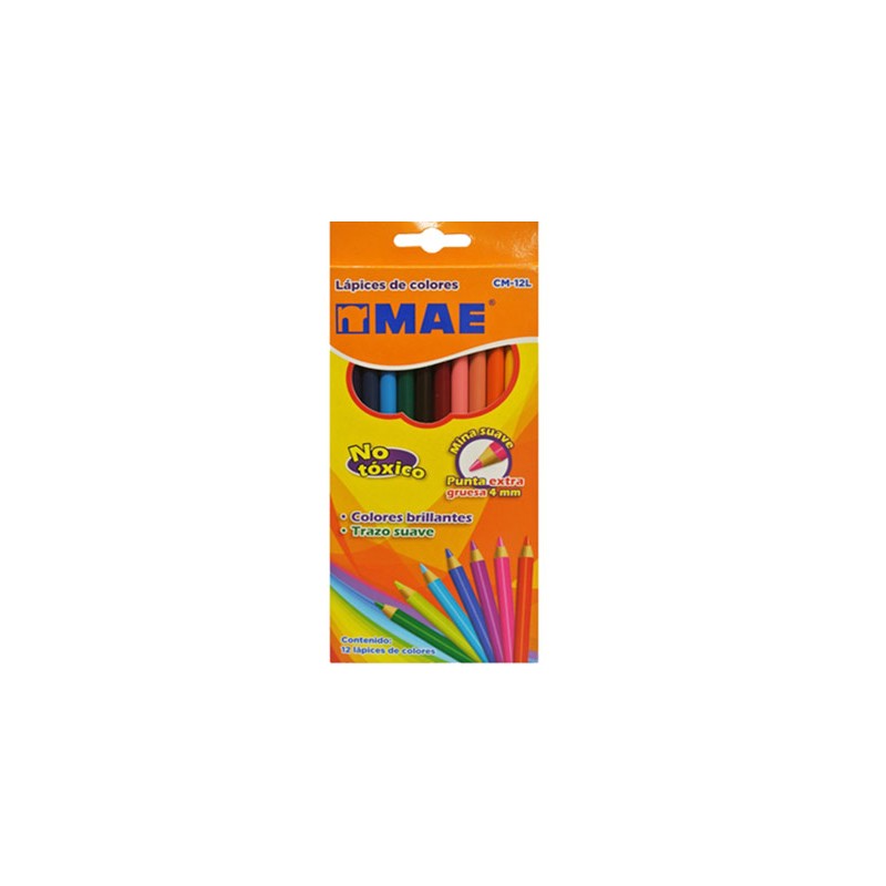 LAPIZ DE COLOR LARGO 12PZ-MAE-LAPIZ D/COLOR ESCO.