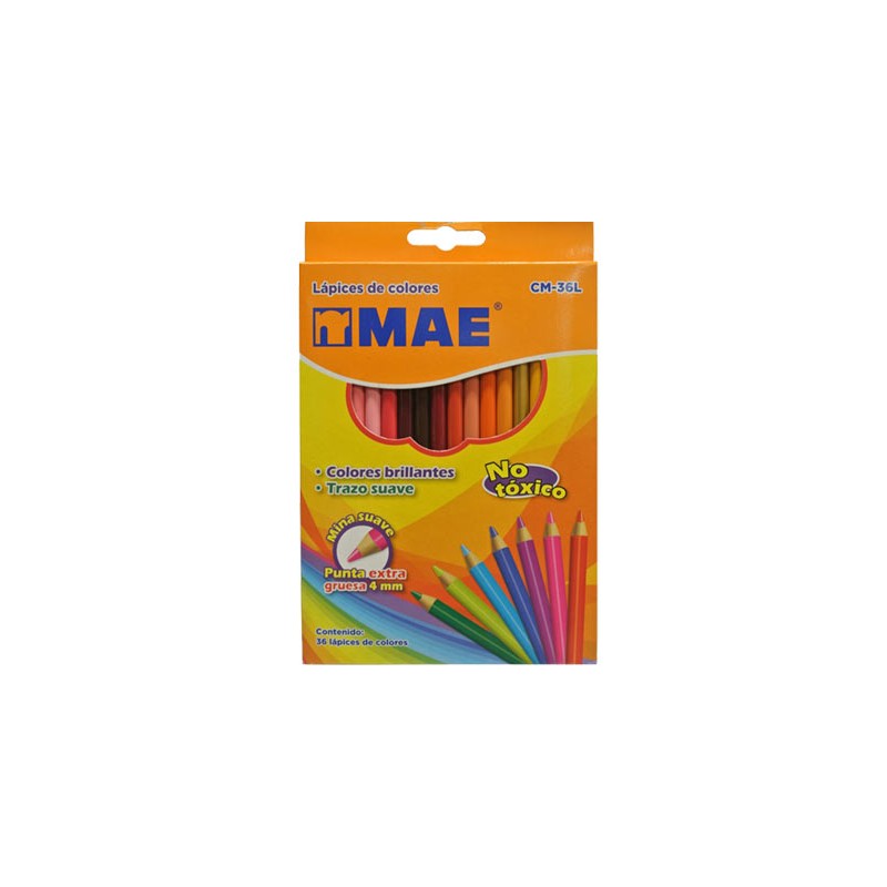 LAPIZ DE COLOR LARGO 36PZ-MAE-LAPIZ D/COLOR ESCO.