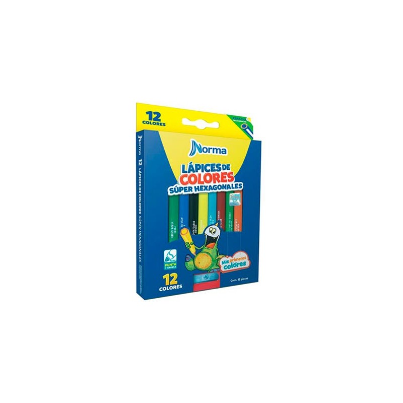 LAPIZ DE COLOR HEXAGONAL SUPER 12PZ-NORMA-LAPIZ D/COLOR ESCO.