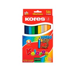 LAPIZ DE COLOR JUMBO 12PZ-KORES-LAPIZ D/COLOR ESCO.