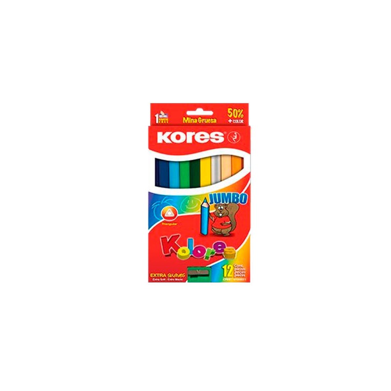 LAPIZ DE COLOR JUMBO 12PZ-KORES-LAPIZ D/COLOR ESCO.