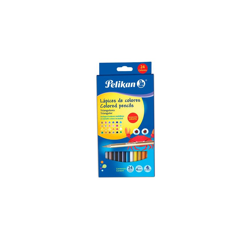 LAPIZ DE COLOR LARGO TRIANGULAR 24PZ-PELIKAN-LAPIZ D/COLOR ESCO.