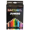 LAPIZ DE COLOR LARGOS JUMBO BACOIRIS 12PZ-BACO-LAPIZ D/COLOR ESCO.