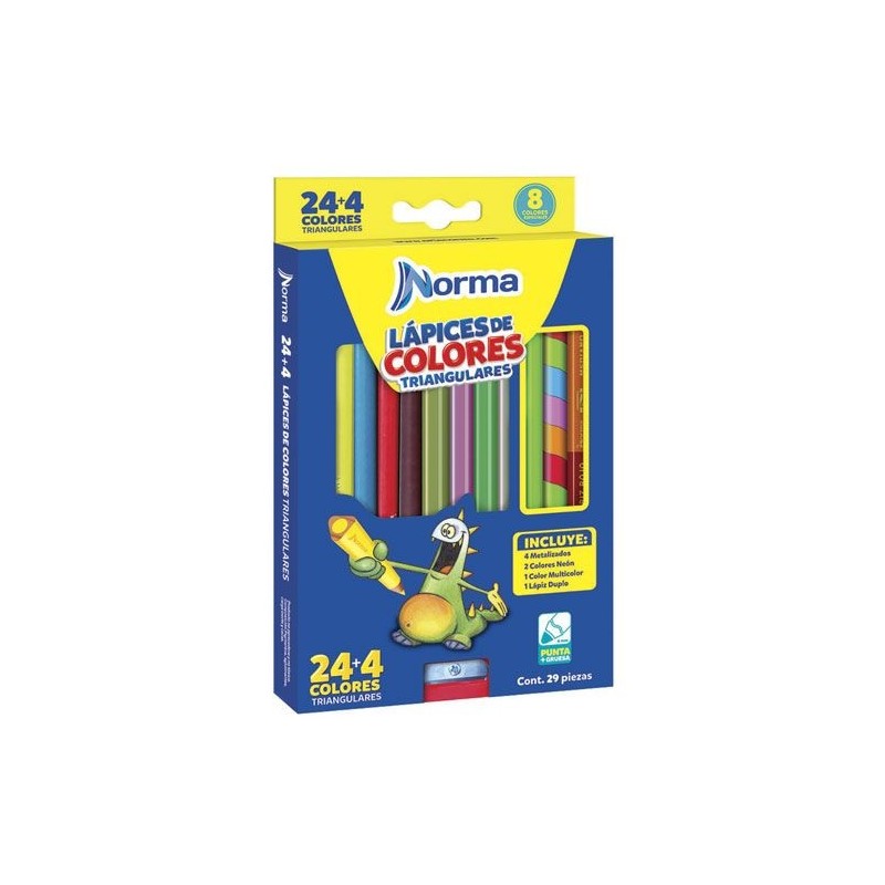 LAPIZ DE COLOR NORMA TRIANGULAR 24+4 PZ-NORMA-LAPIZ D/COLOR ESCO.
