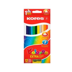LAPIZ DE COLOR TRIANGULAR  3MM 12PZ-KORES-LAPIZ D/COLOR ESCO.