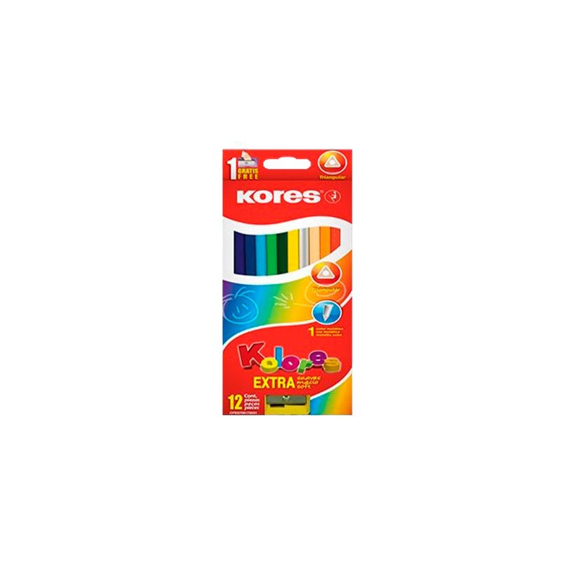 LAPIZ DE COLOR TRIANGULAR  3MM 12PZ-KORES-LAPIZ D/COLOR ESCO.
