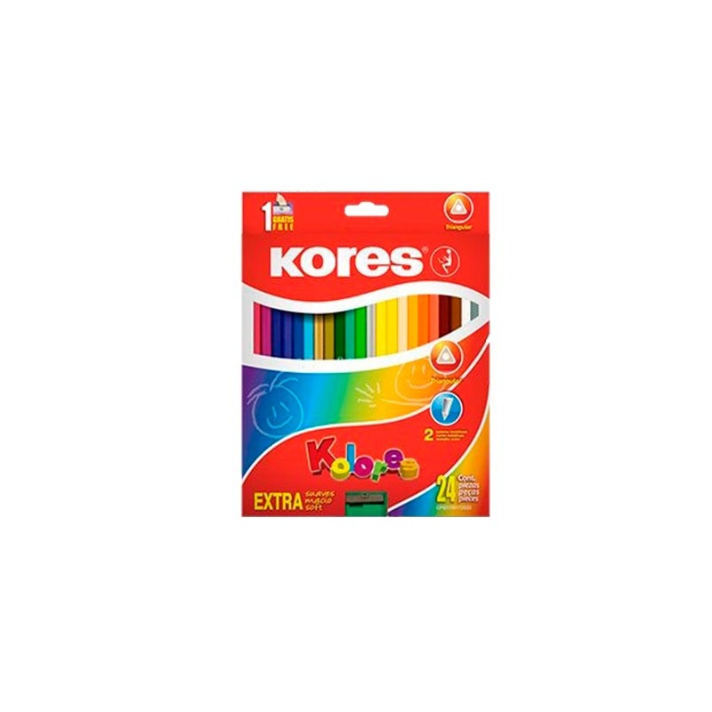 LAPIZ DE COLOR TRIANGULAR  3MM 24PZ-KORES-LAPIZ D/COLOR ESCO.