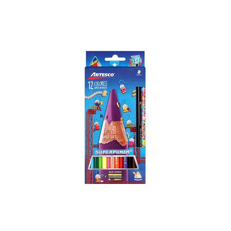LAPIZ DE COLOR TRIANGULAR 4MM 12PZ-ARTESCO-LAPIZ D/COLOR ESCO.