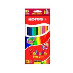 LAPIZ DE COLOR TRIANGULAR 4MM 13PZ-KORES-LAPIZ D/COLOR ESCO.